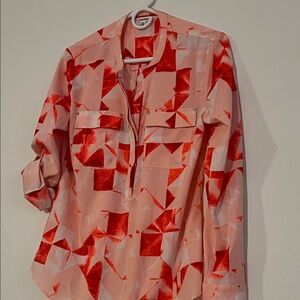 Calvin Klein Red and Pink Geometric Shirt